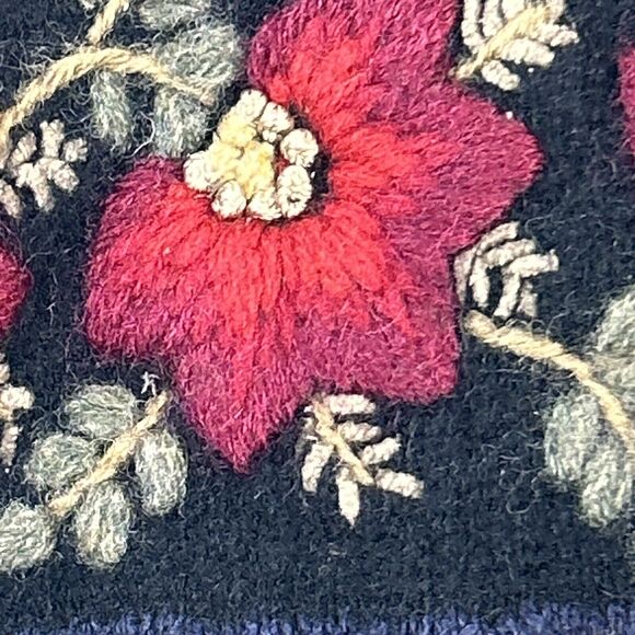 Vintage Cardigan Sweater Large Black Lambswool Silk Floral Embroidered 3D Talbot - Picture 6 of 16